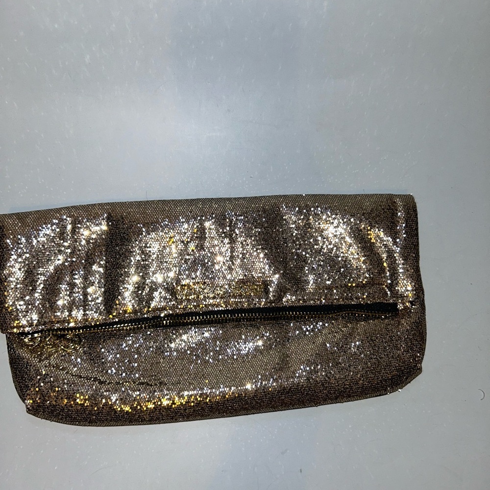 Euc Victoria secret gold sequin folding clutch